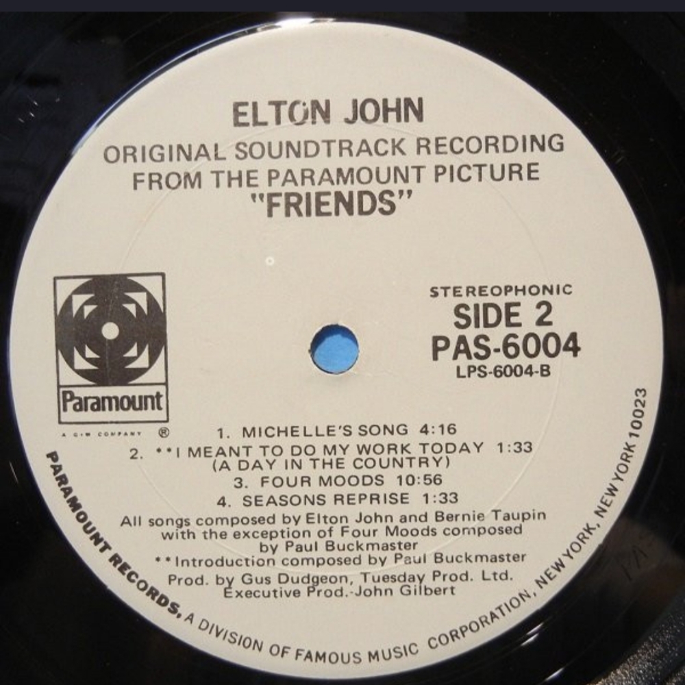 Elton John 'Friends' Original Soundtrack Vinyl - Black